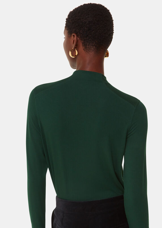 Dark Green Ruched Front Detail Jersey Top