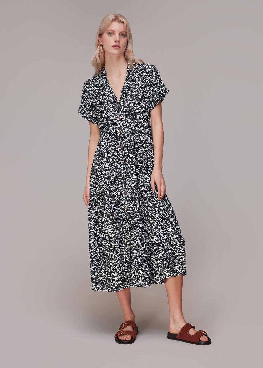 Abstract Smudge Tiered Dress