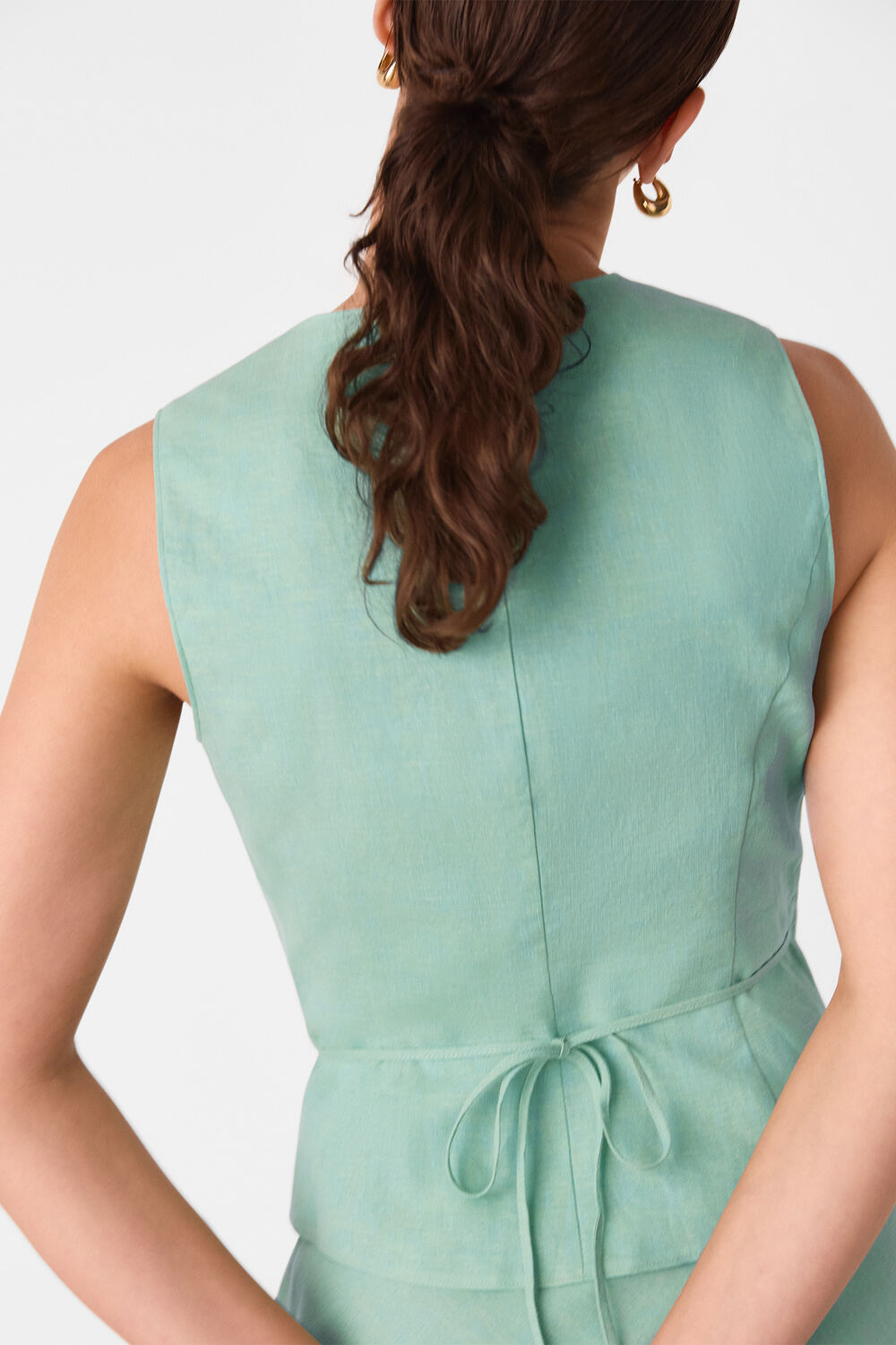 Mint Wrap Front Tie Waistcoat