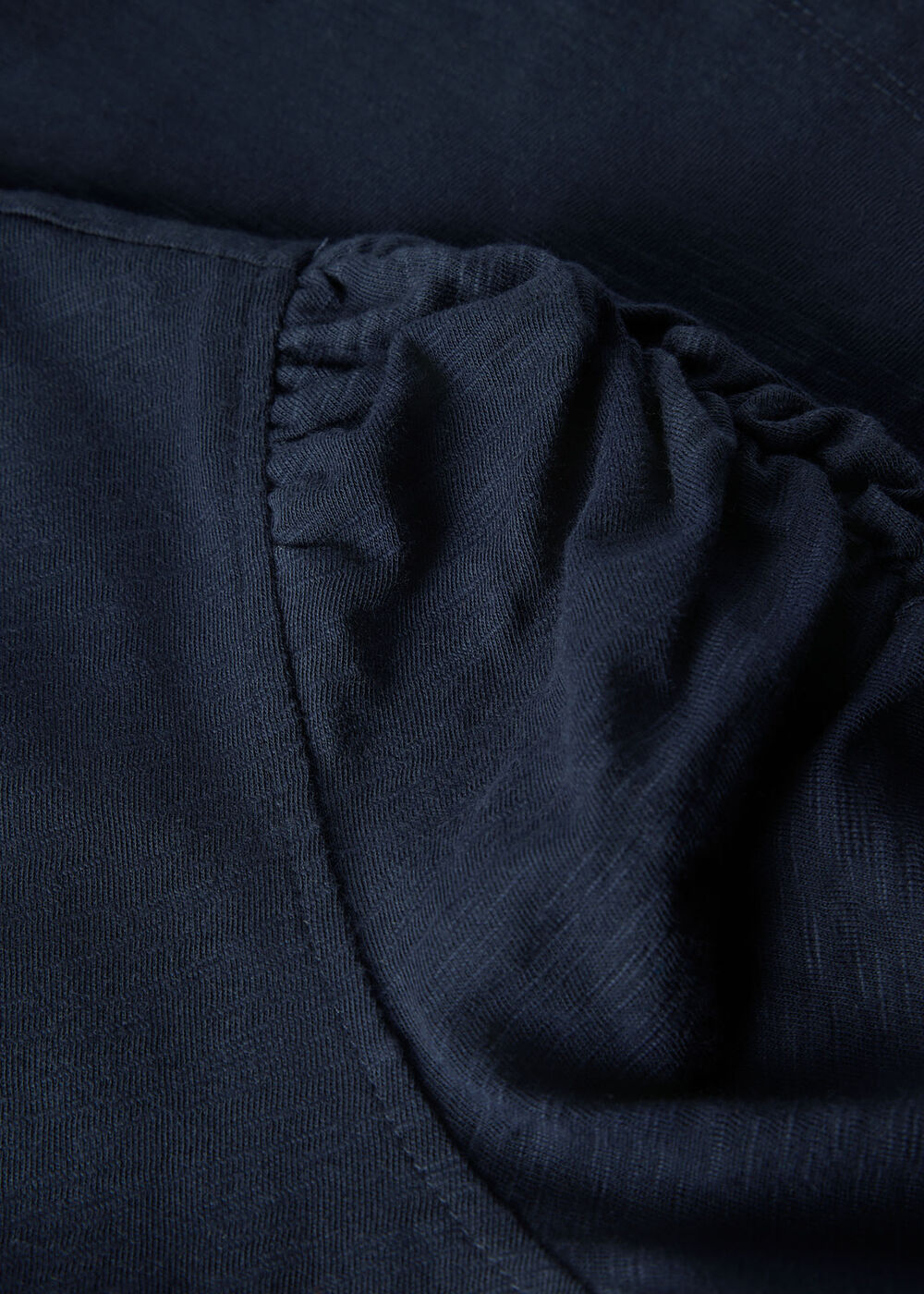 Round Neck Gathered Sleeve Tee