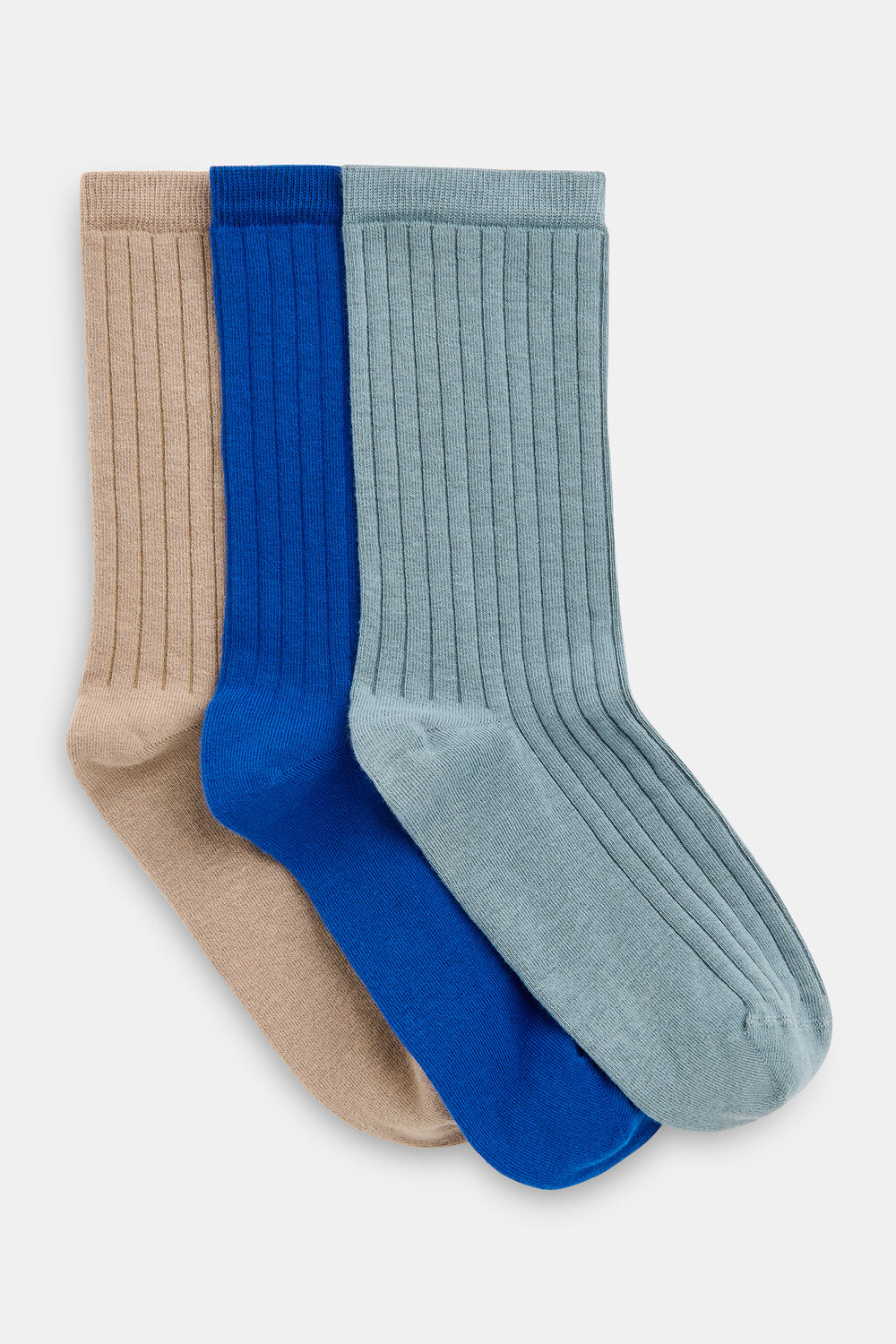 Blue Ribbed Socks Set of 3