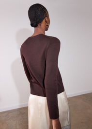Crew Neck Scarf Cardigan