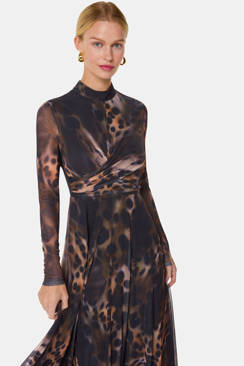 Misty Leopard Mesh Dress