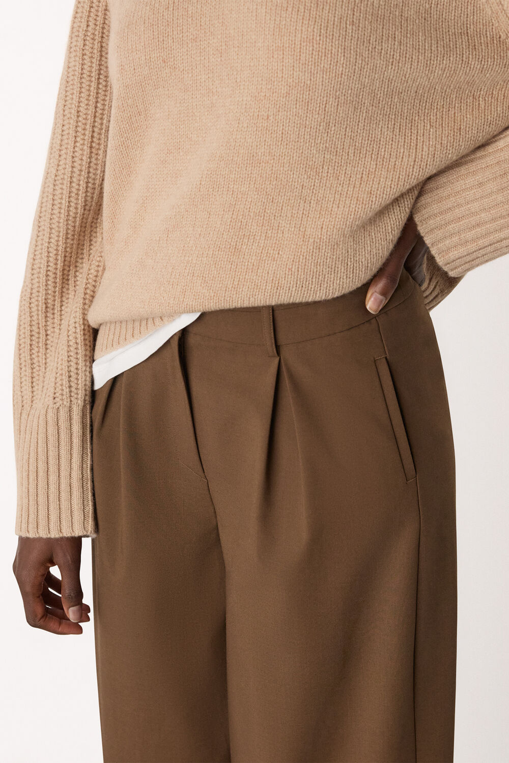 Wool Blend Barrel Trouser