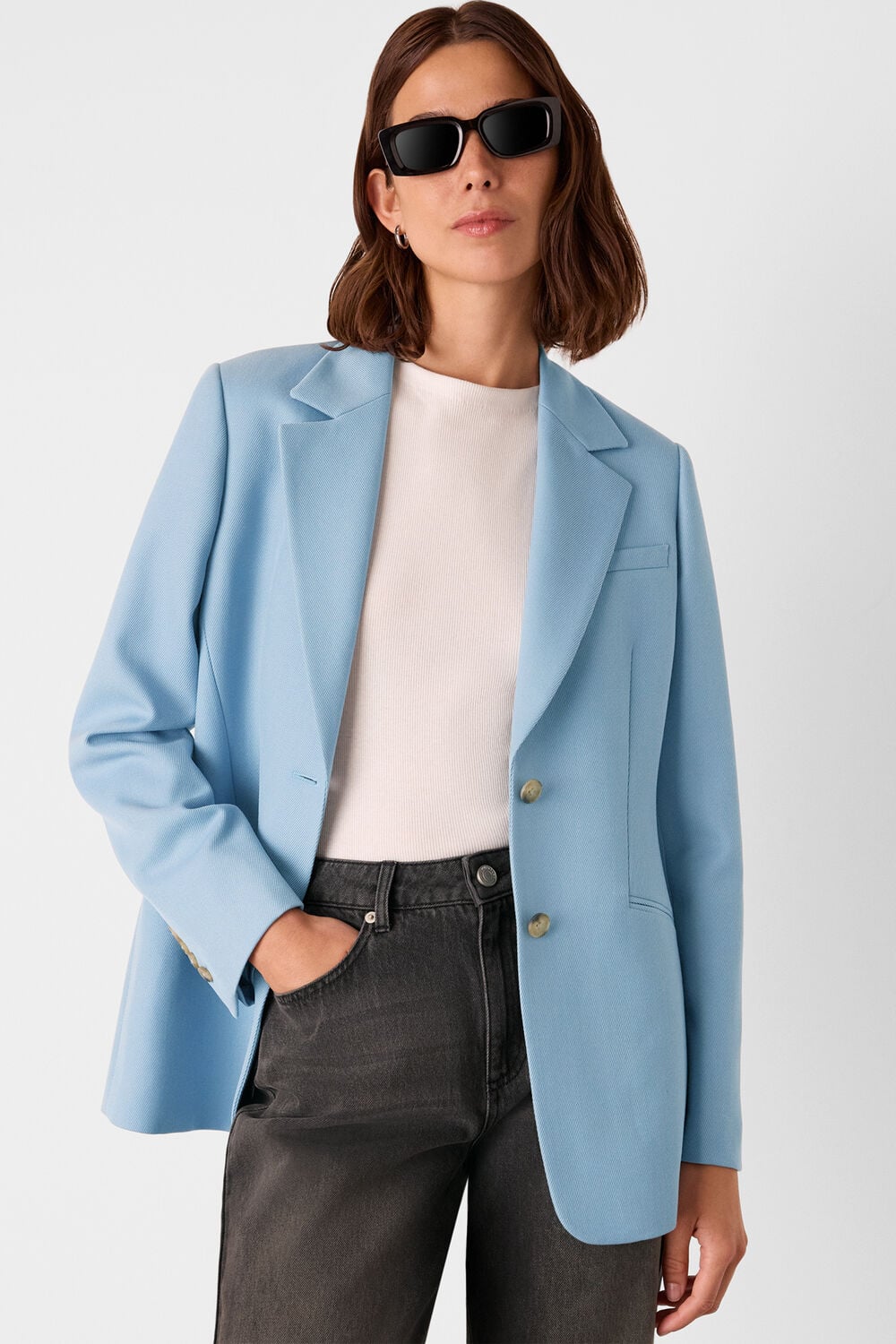 Wool Blend Tailored Blazer