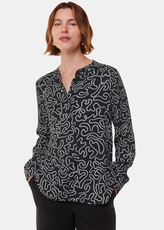 Black Chain Print Shirt