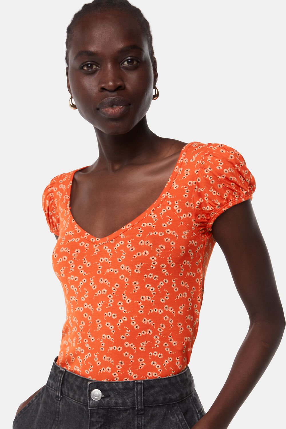 Micro Floral Sweetheart Top
