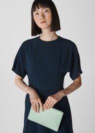 Matte Croc Small Clutch Pale Green