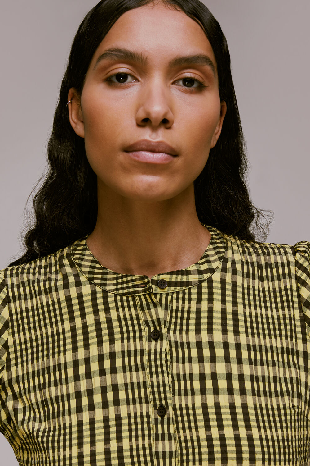 Nora Gingham Check Midi Dress