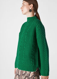 Oversized Chunky Cable Sweater Green