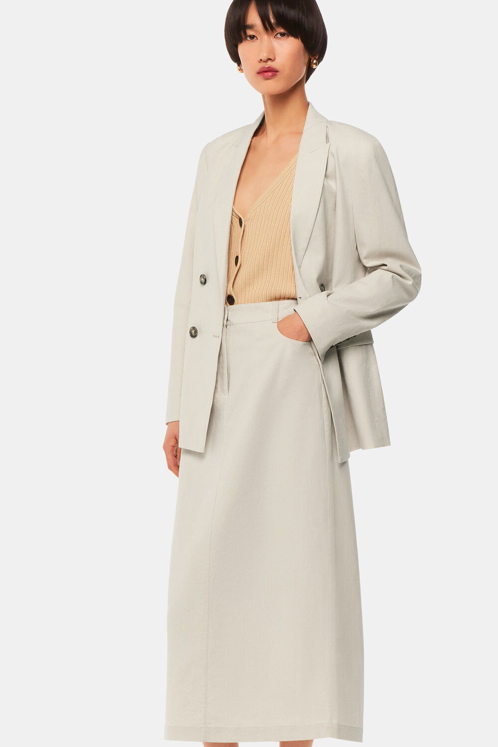 Abigail Linen Blend Midi Skirt