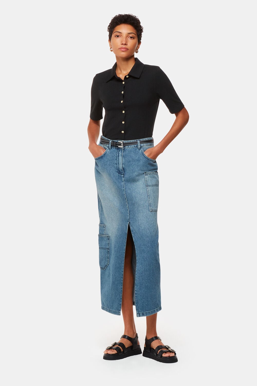 Black Grace Ribbed Polo