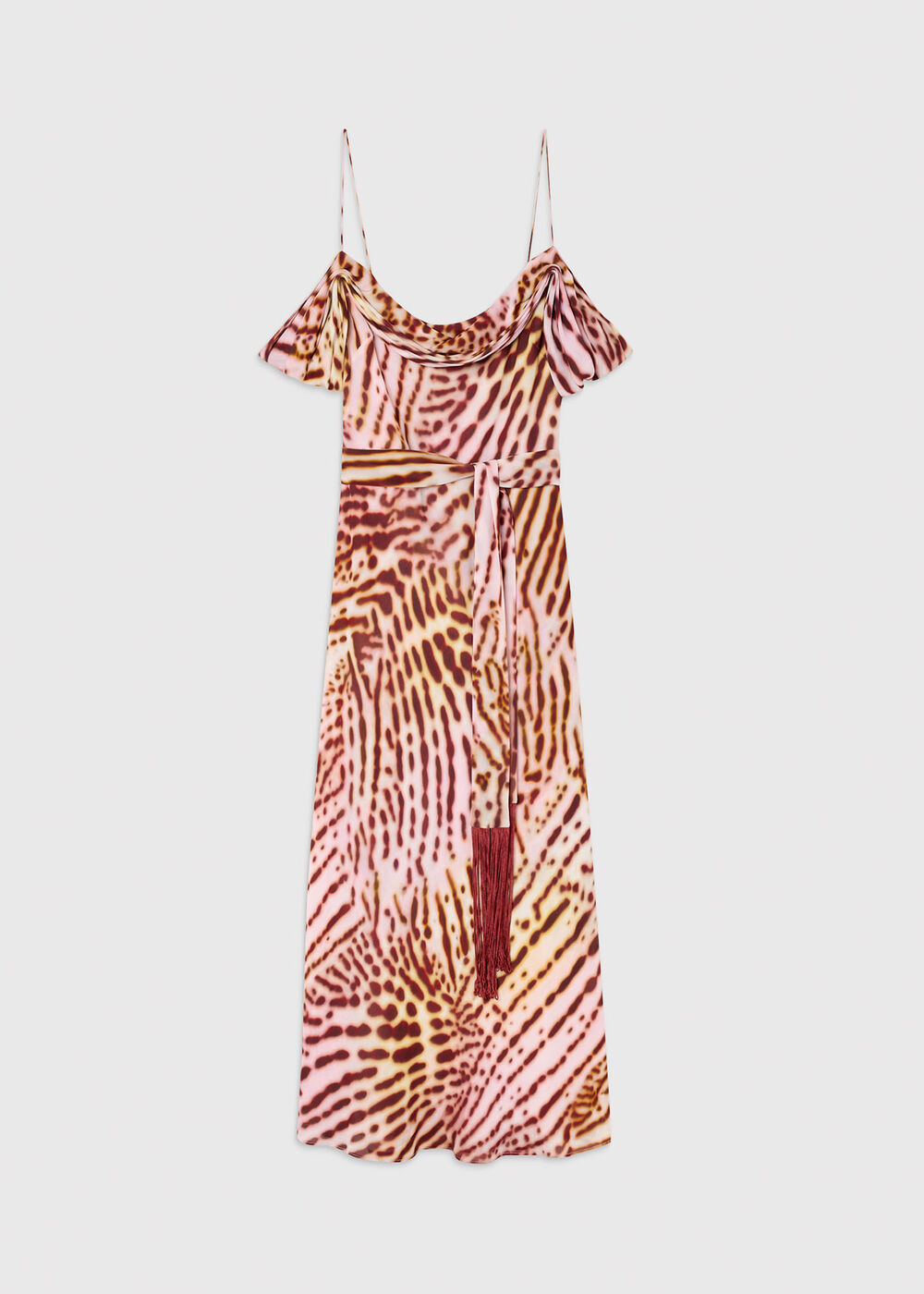 Orchid Print Scarf Midi Dress