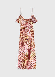 Orchid Print Scarf Midi Dress