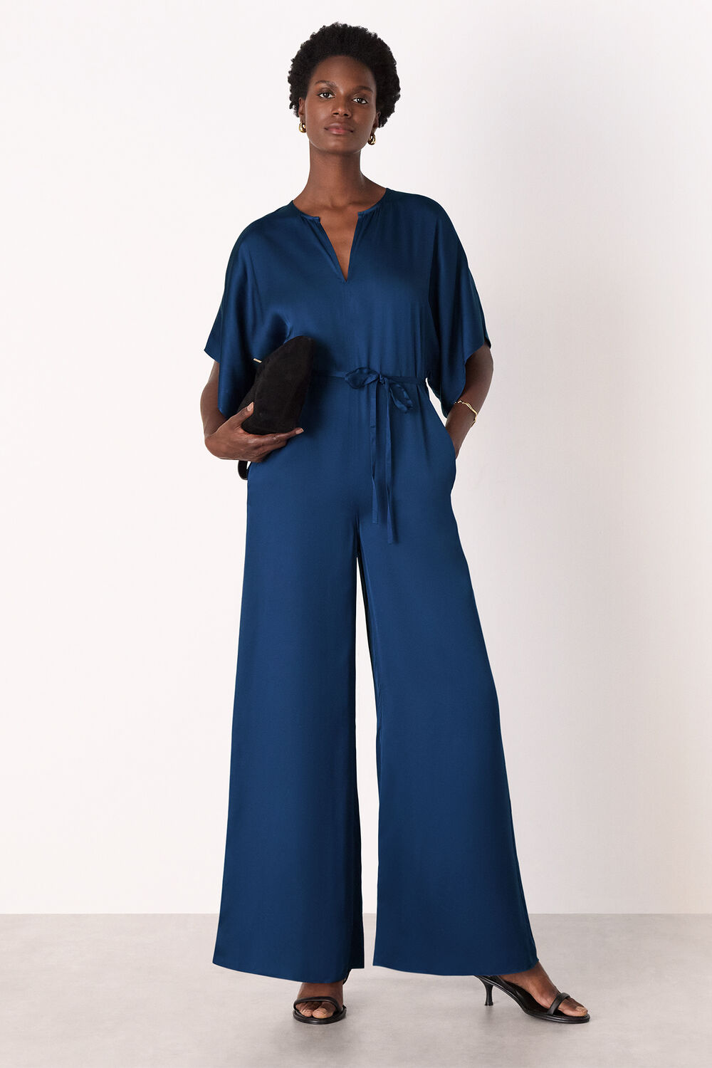 Satin Short Sleeve Jumpsuit