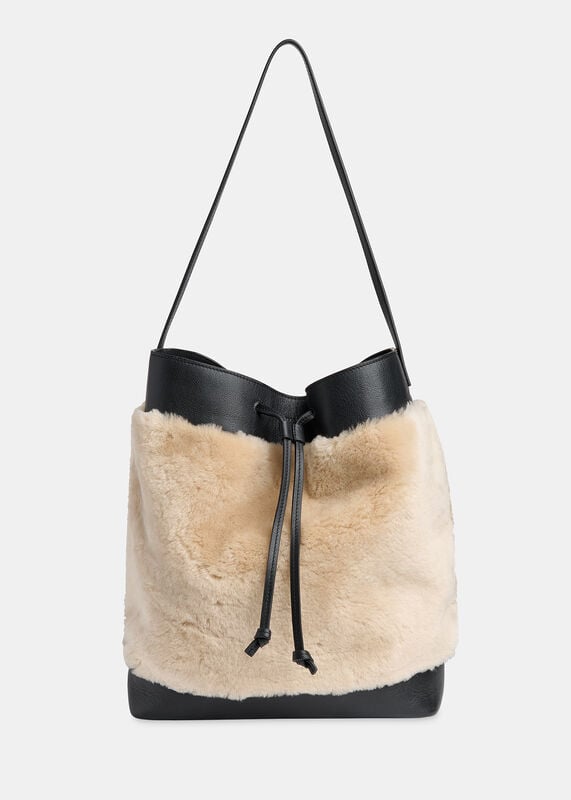 Cream Sasha Shearling Tote Bag