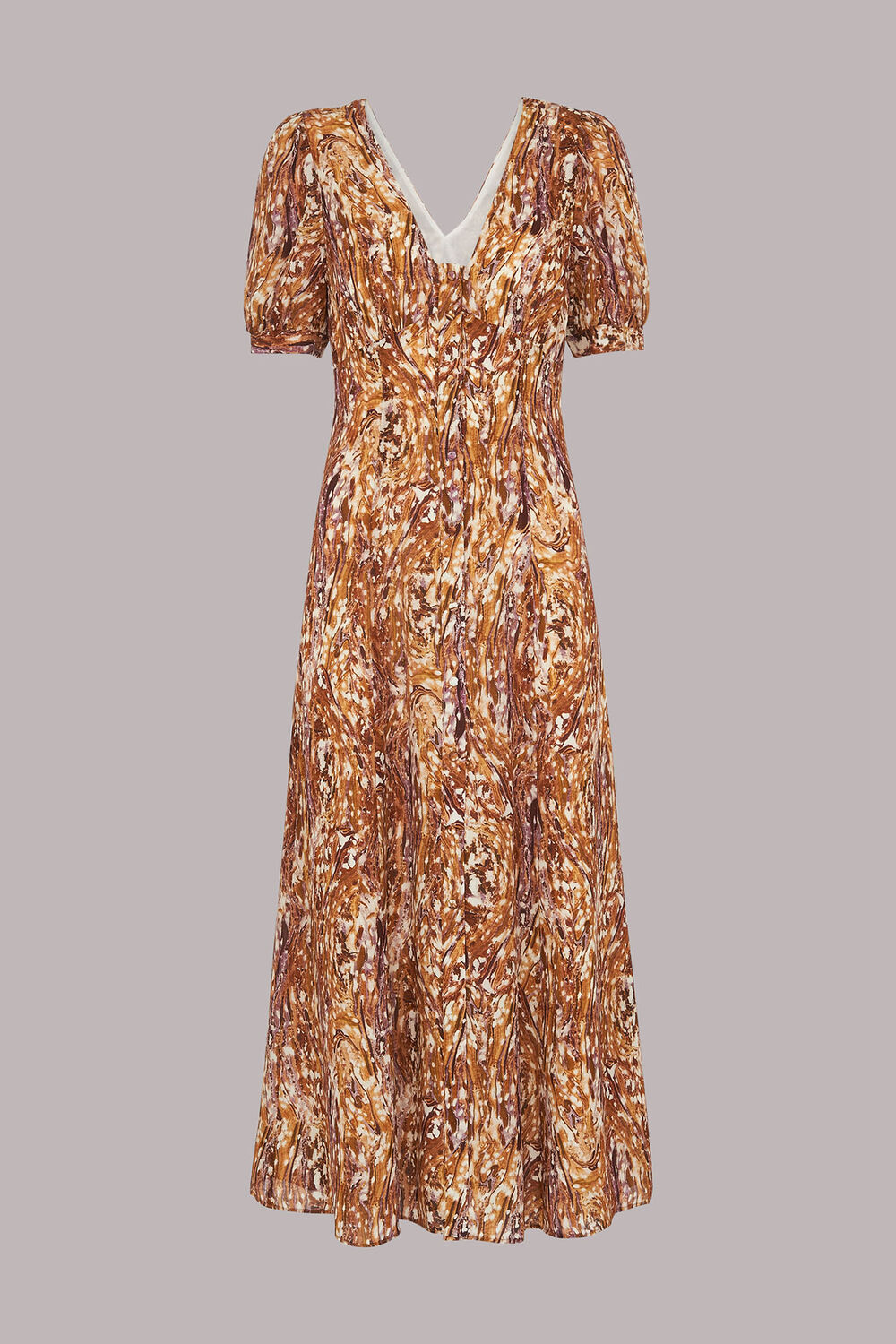 Marble Print Silk Midi Dress