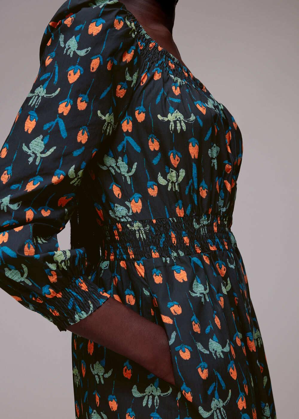 Tulips Print Poplin Midi Dress