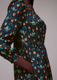 Tulips Print Poplin Midi Dress