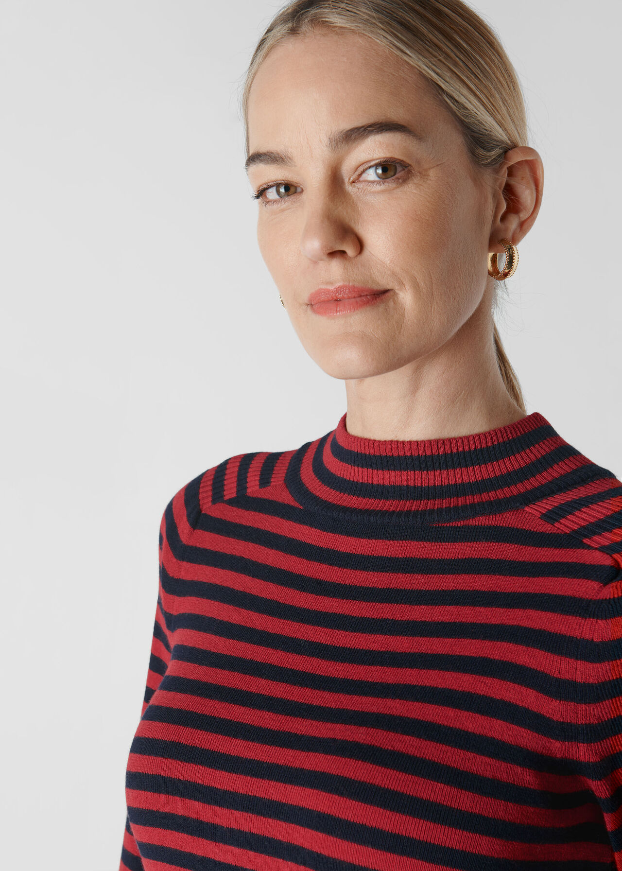 Stripe Blouson Sleeve Knit Multicolour