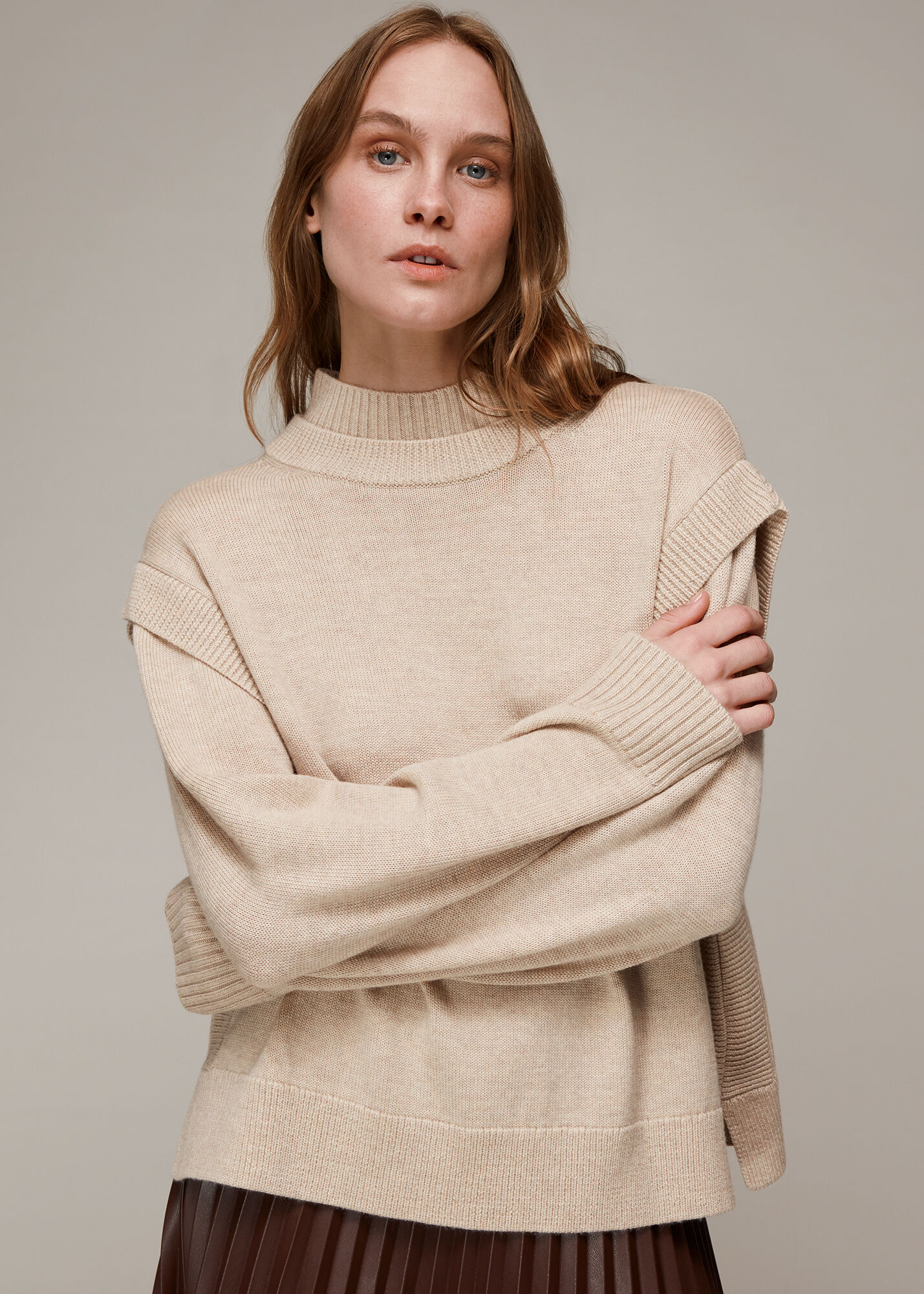 Oatmeal Double Layer Merino Knit | WHISTLES |