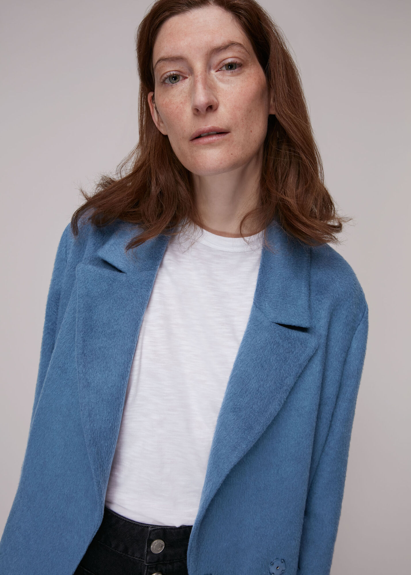 Blue Lana Drawn Cocoon Coat WHISTLES Whistles US