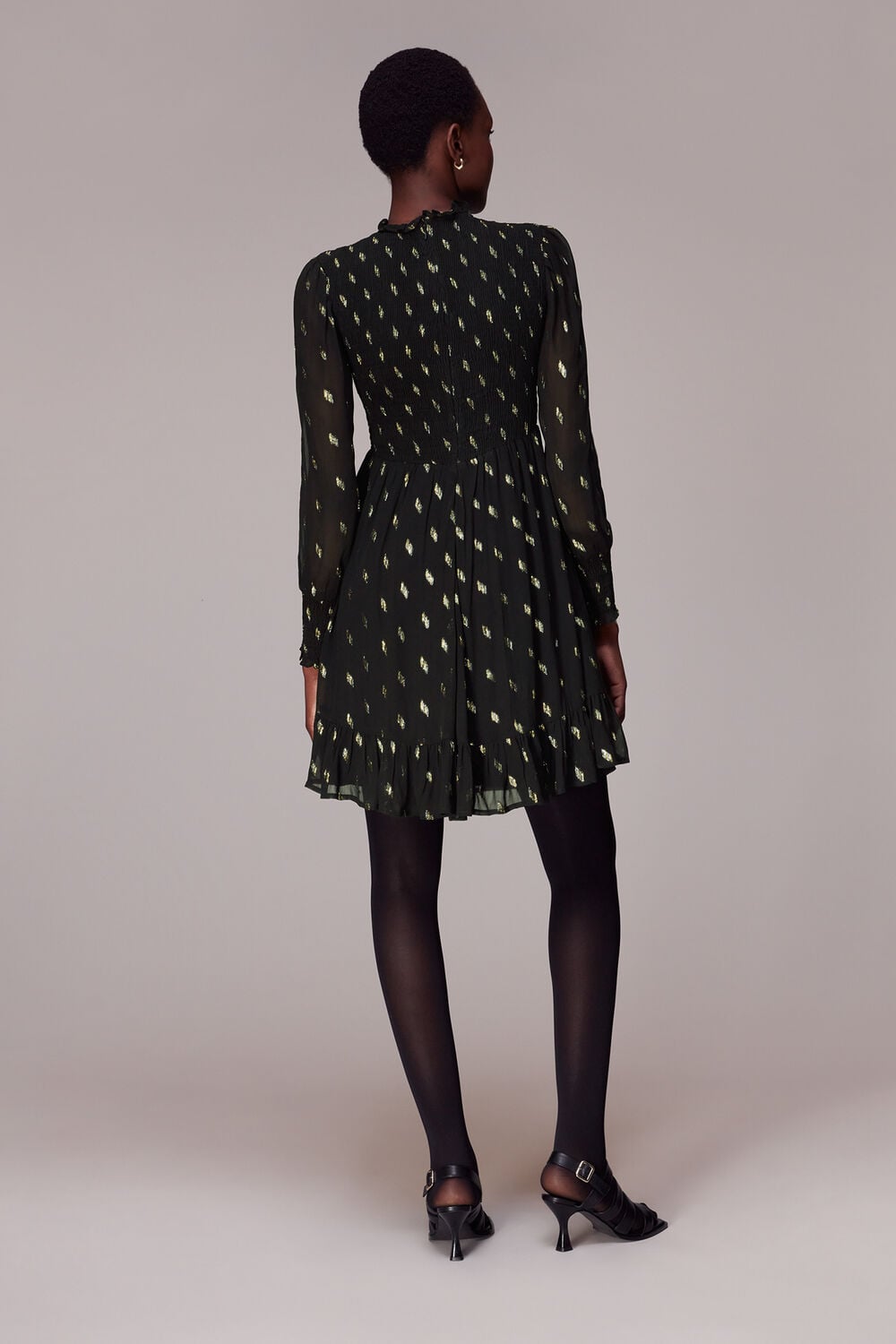 Dobby Shirred Metallic Dress