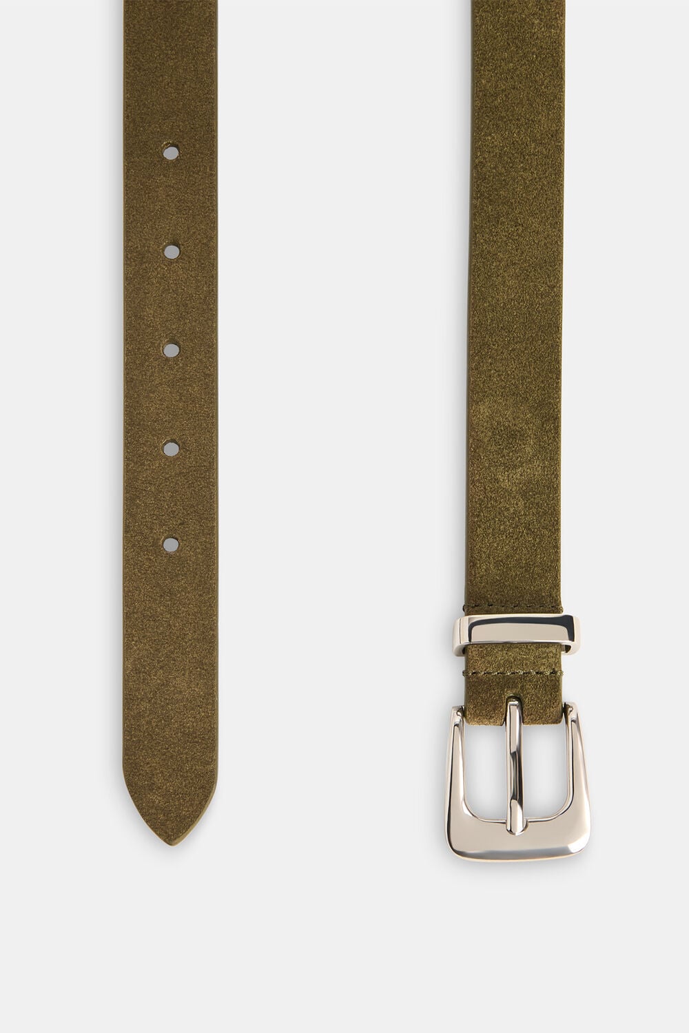 Olive Suede Metal Keeper Belt