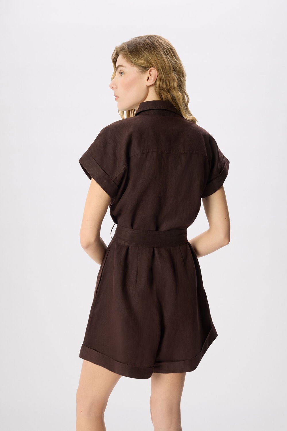 Pocket Detail Linen Playsuit