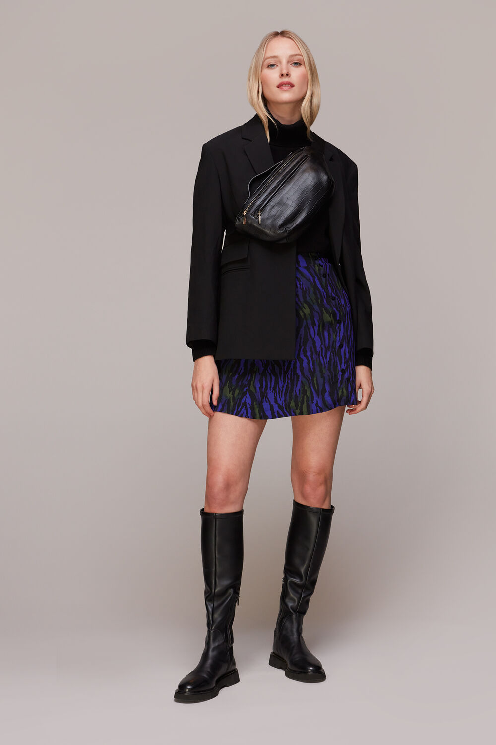 Blue Watercolour Tiger Mini Skirt