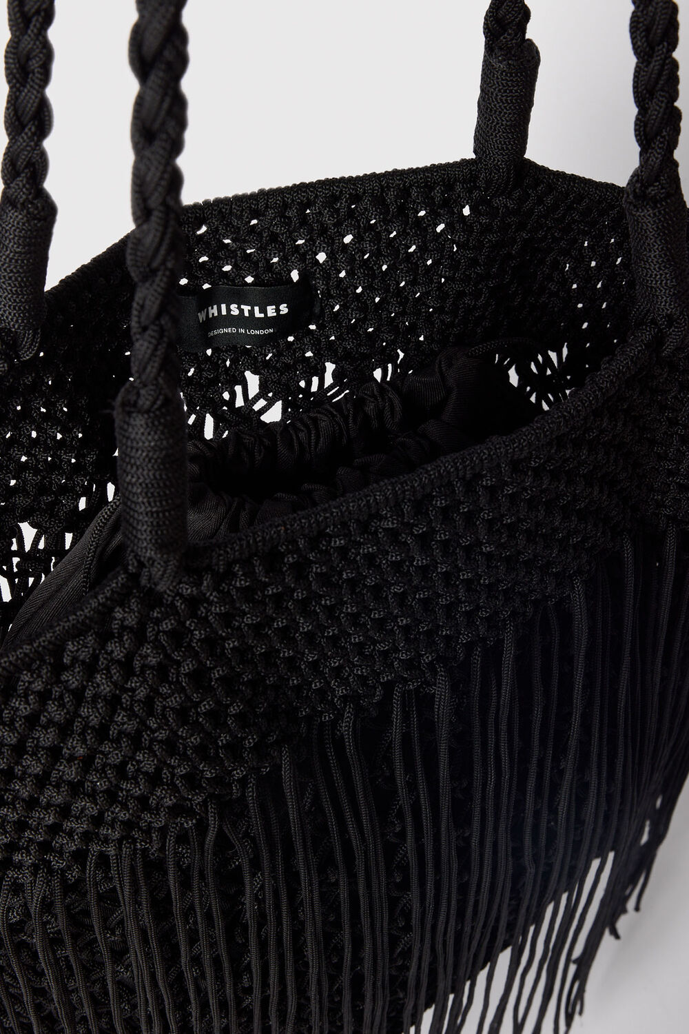 Black Crochet Fringe Bag