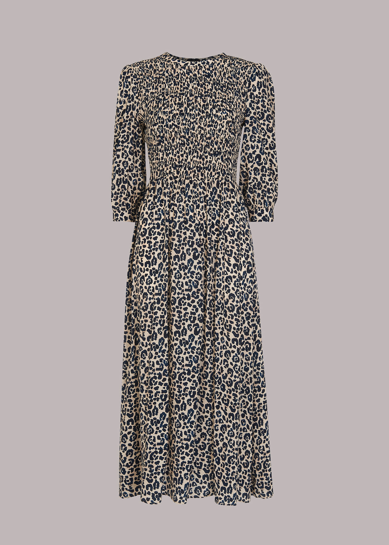 Leopard Print Cheetah Print Shirred Dress | WHISTLES