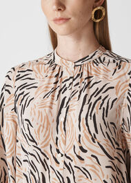 Reed Print Silk Shirt White/Multi