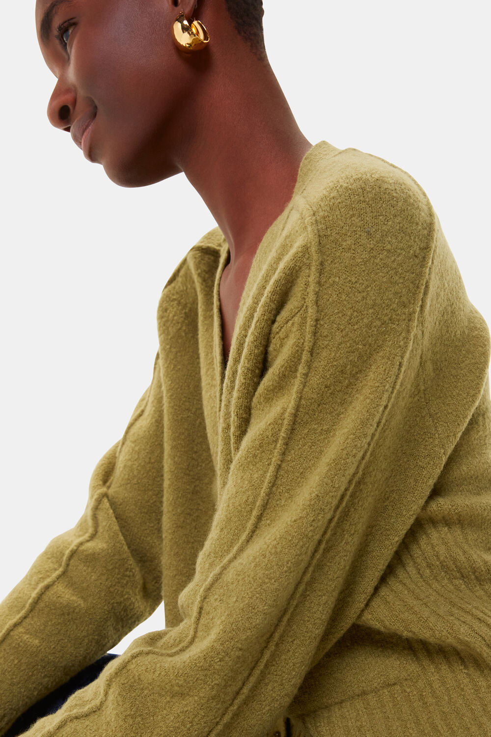 Sage Green Wool Mix Pocket Cardigan
