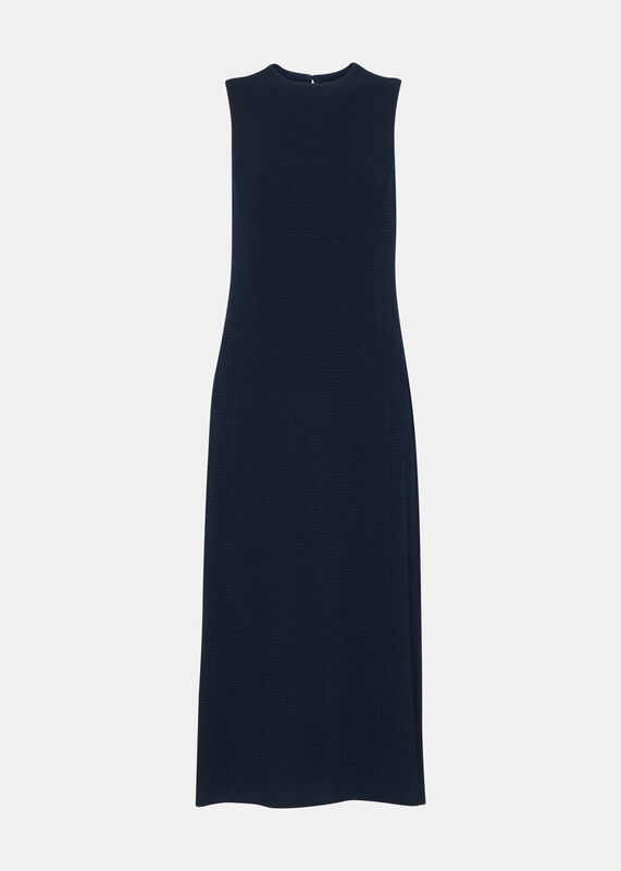 Navy Erin Texture Midi Dress