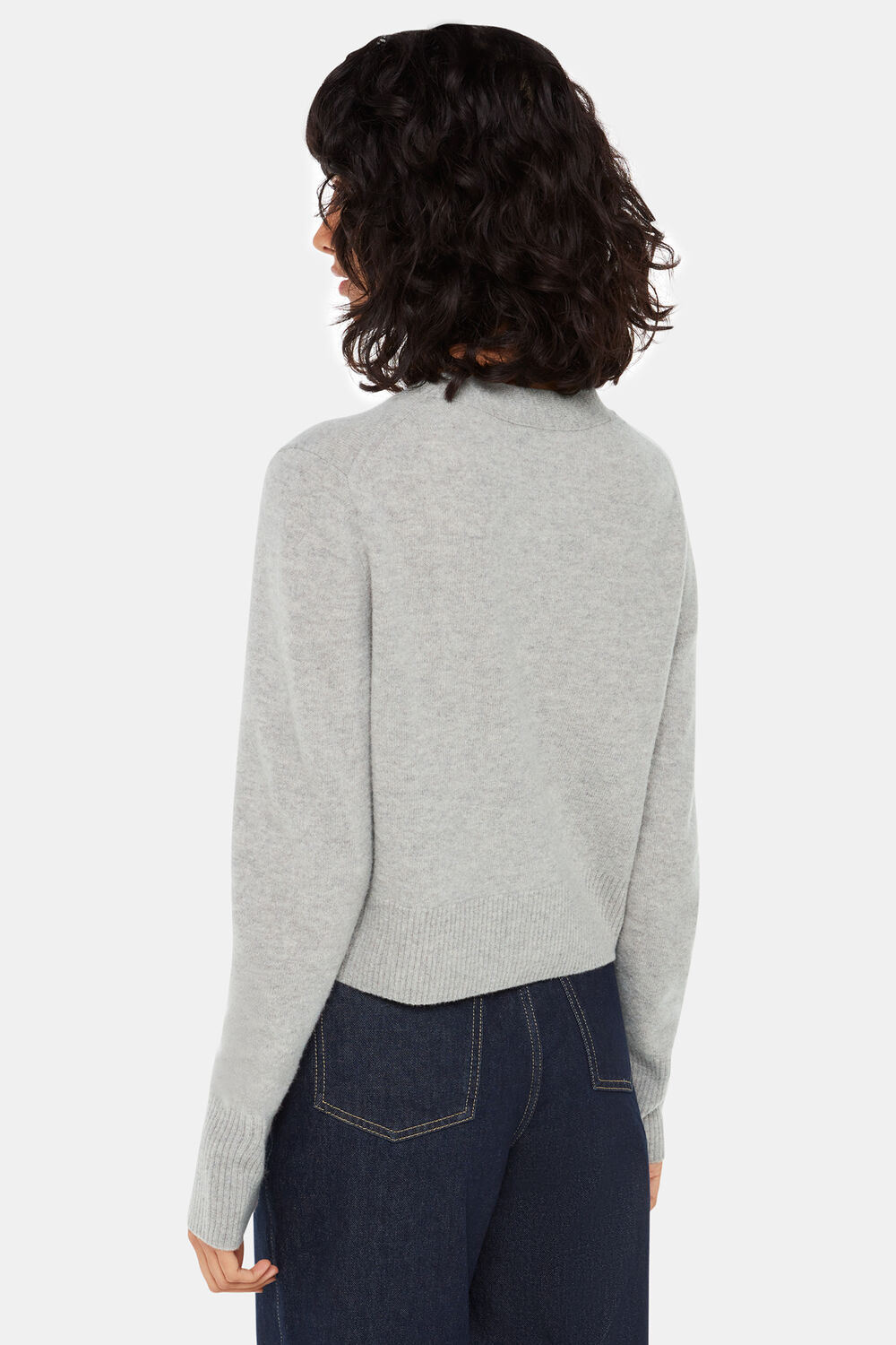 Wool Cropped V Neck Cardigan