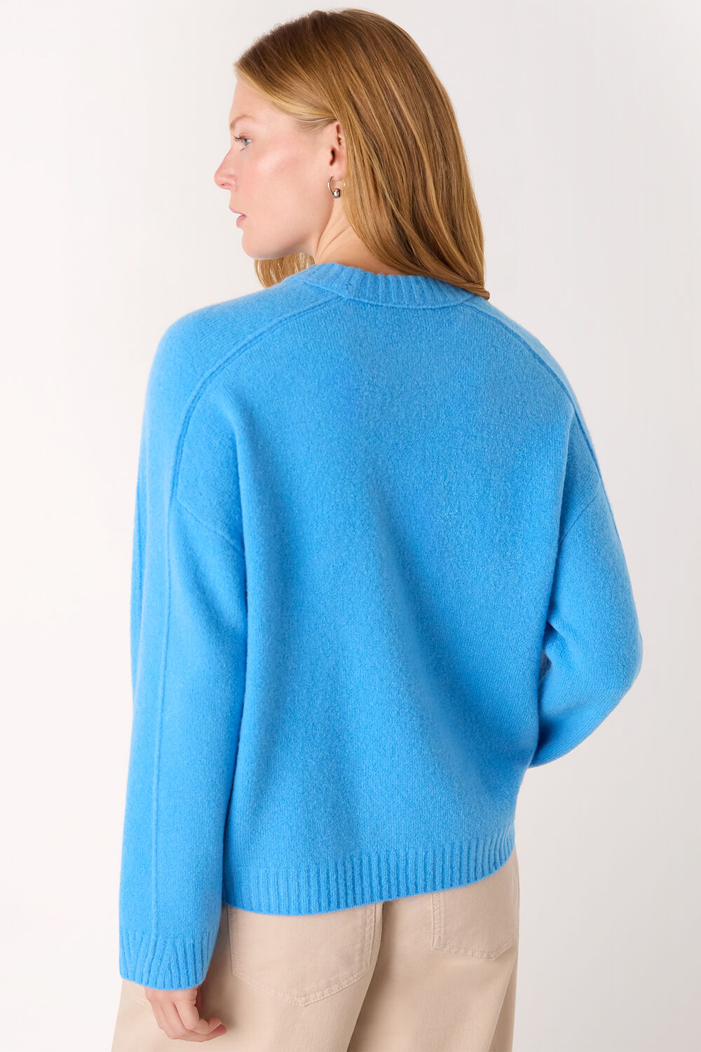 Blue Wool Mix Seam Detail Knit