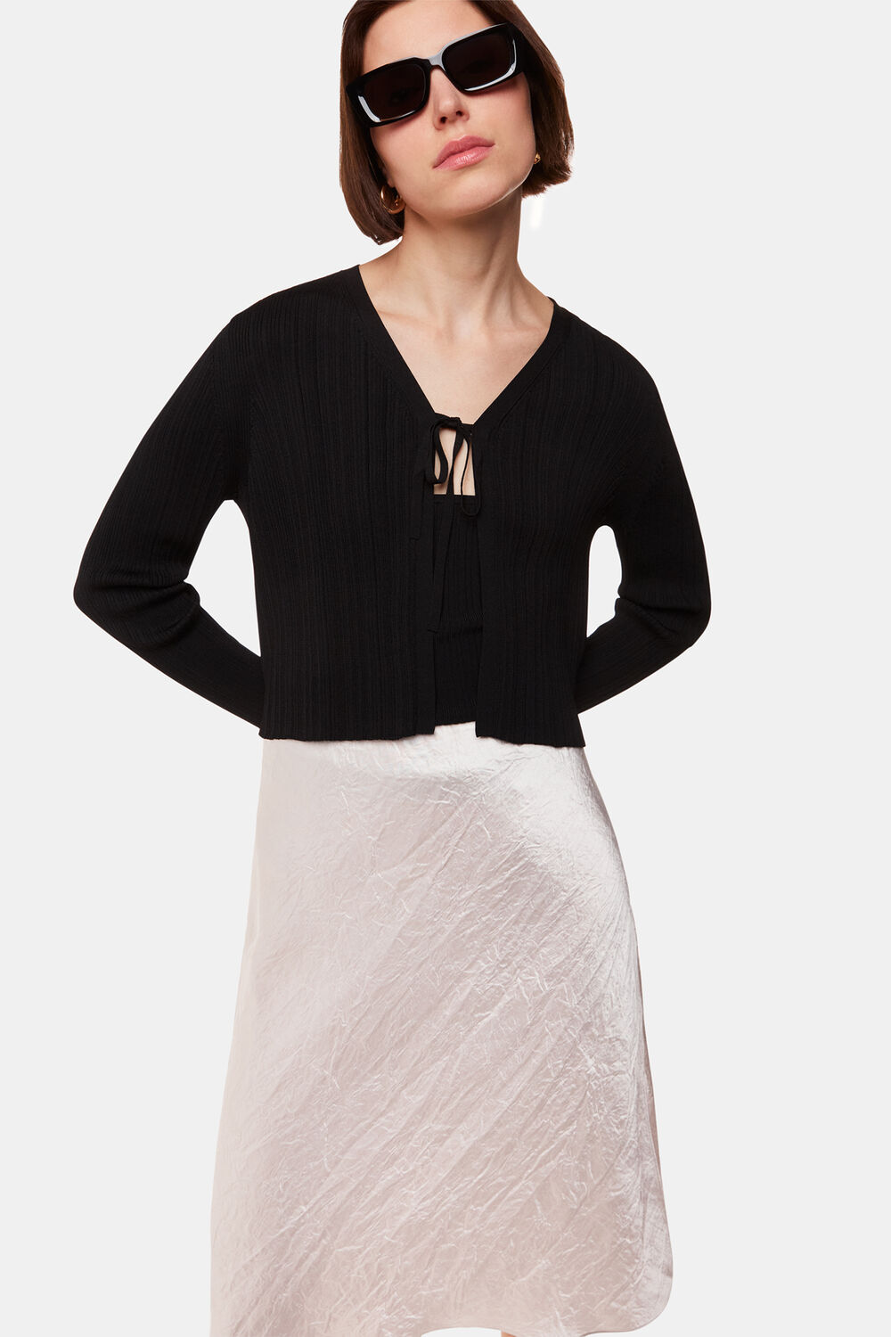 Satin Knee Length Skirt