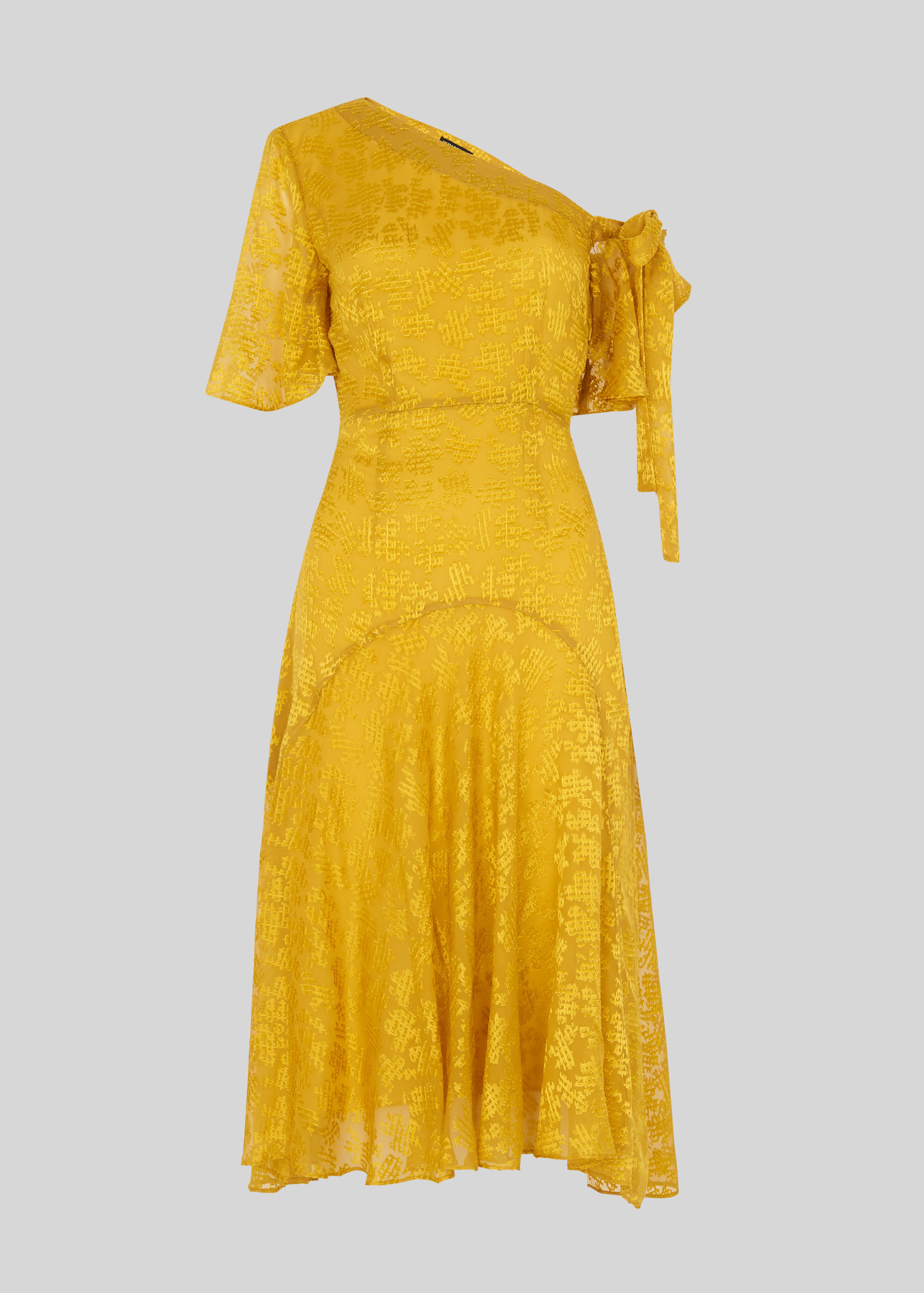 Yellow Aina Devore Dress WHISTLES