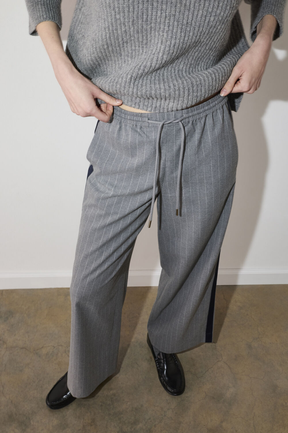 Grey Side Stripe Flannel Jogger