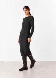 Gathered Side Midi Knit Dress
