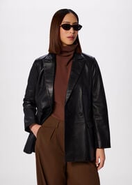 Aliza Waisted Leather Blazer