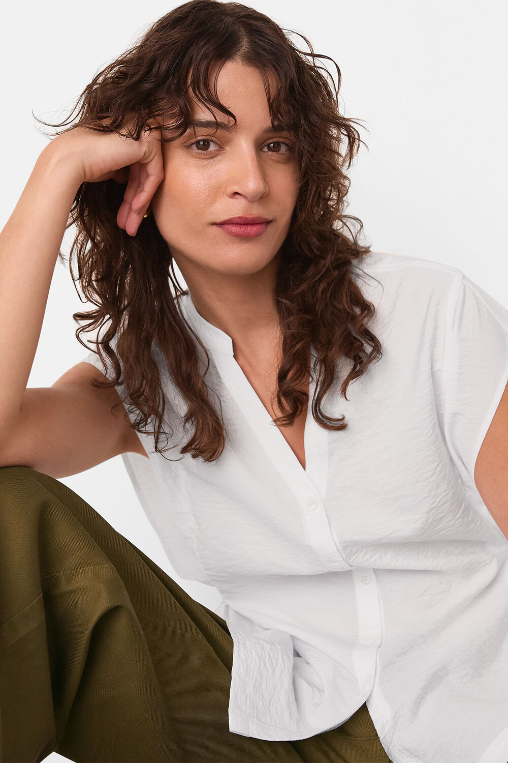 Button Down Tie Side Shirt