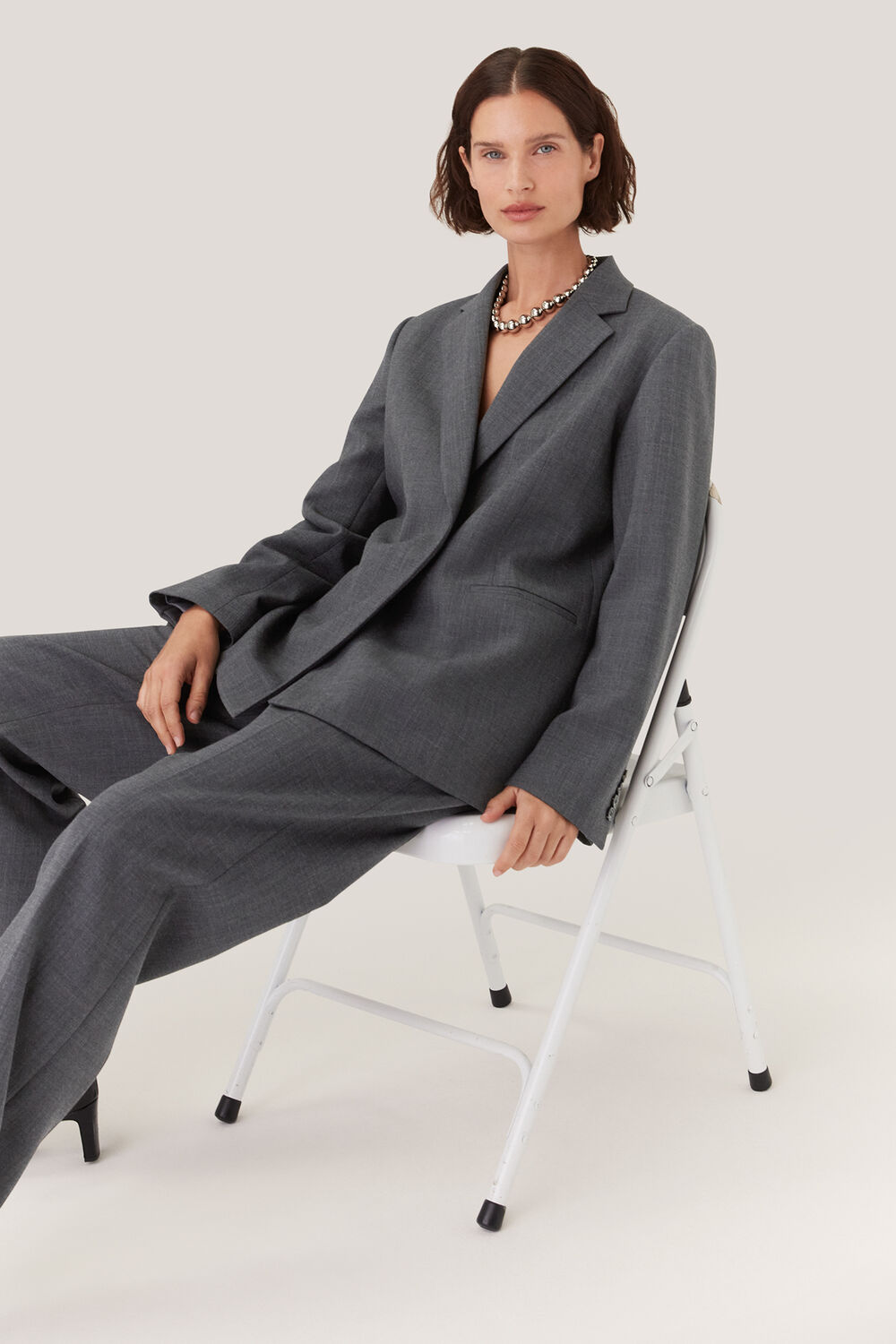Grey Marl Natalie Wool Blend Pants&nbsp;