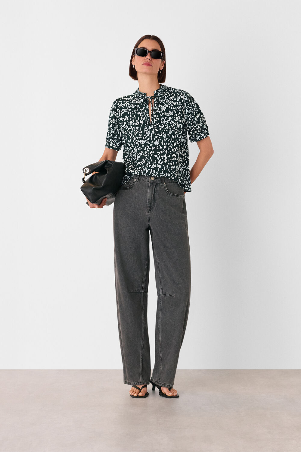 Animal Tie Neck Blouse