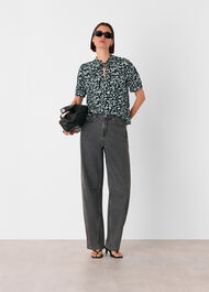 Animal Tie Neck Blouse