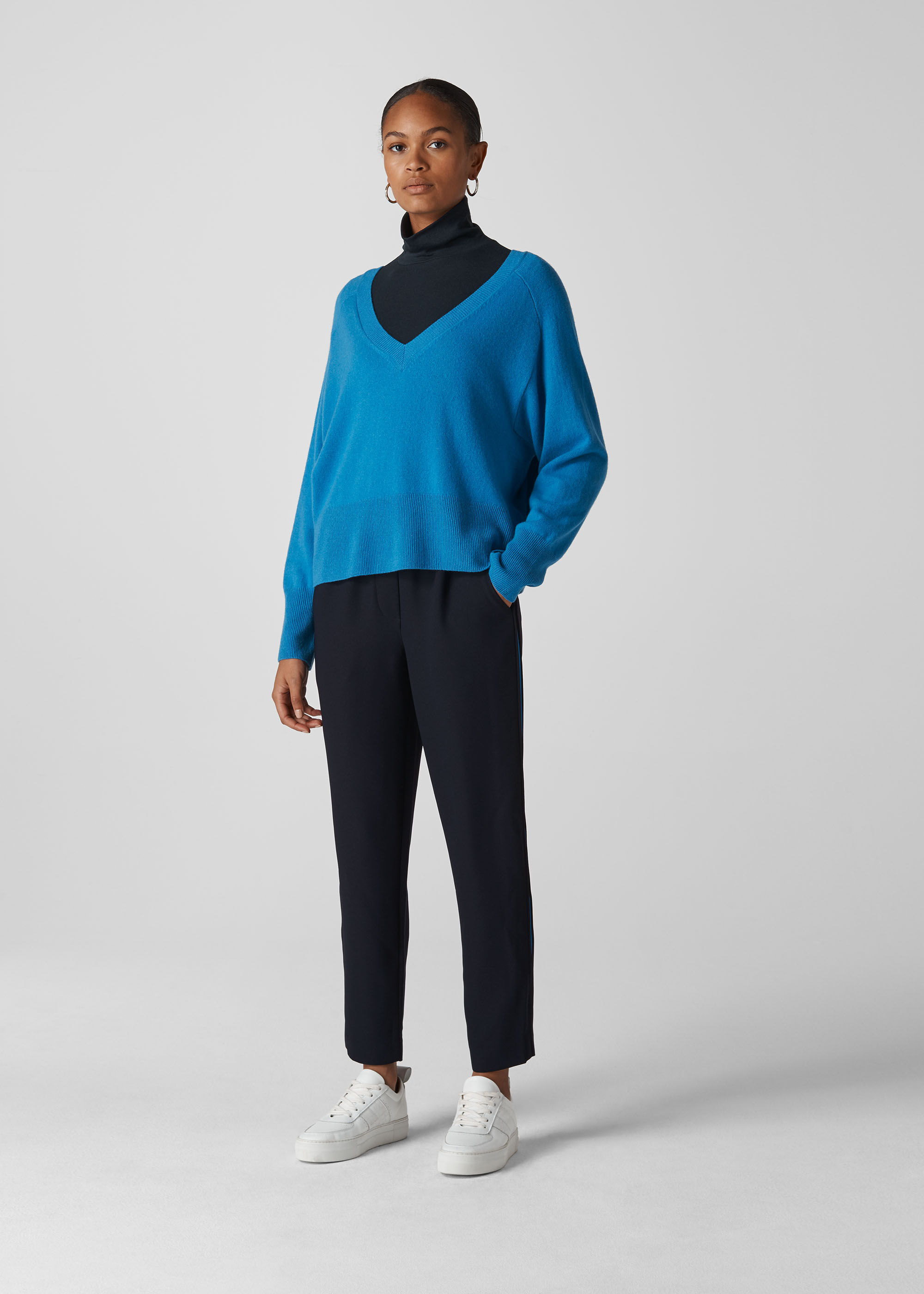 Navy/Multi Elyse Side Stripe Trouser 