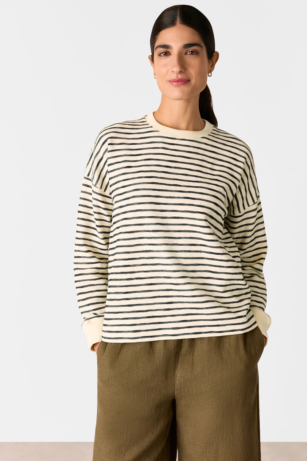 Black Textured Stripe Jersey Top