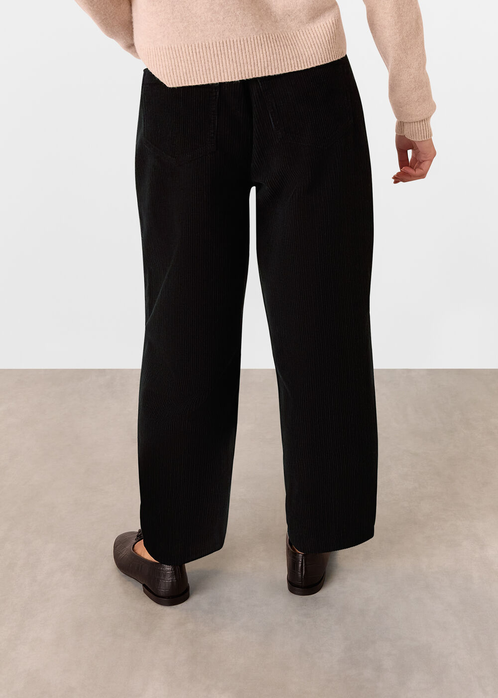 Petite High Waist Cord Barrel Jean