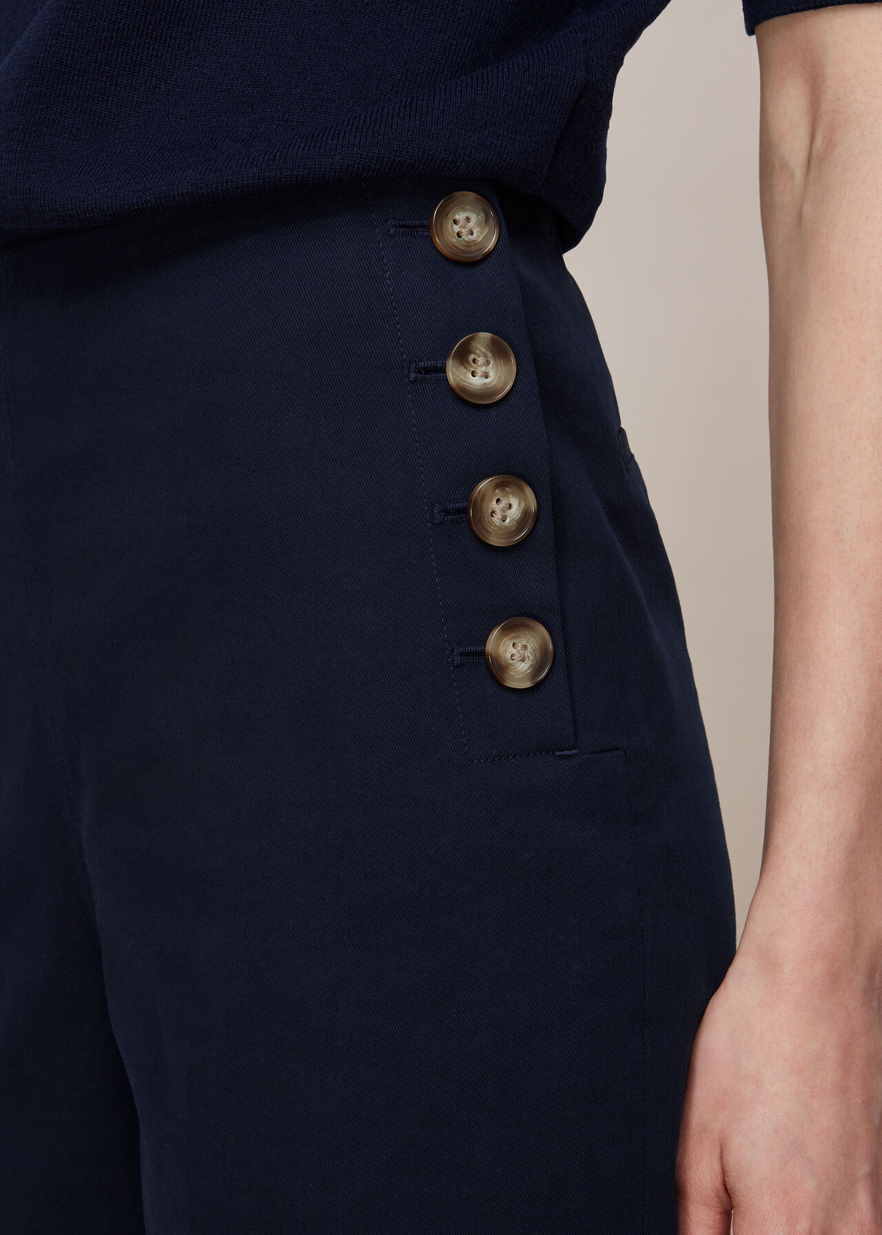 Cadie Side Button Trouser Navy